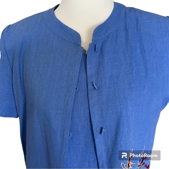 Vintage Y2K Embroidered Maxi Dress with Short Sleeve Mandarin Collar Jacket 8 - Picture 2 of 16